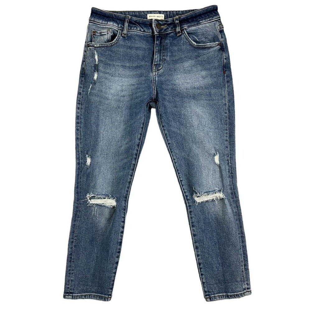 Warp & Weft LAX Jeans Womens 26  Slim Ankle Crop Skinny  Distressed Ripped Abbot